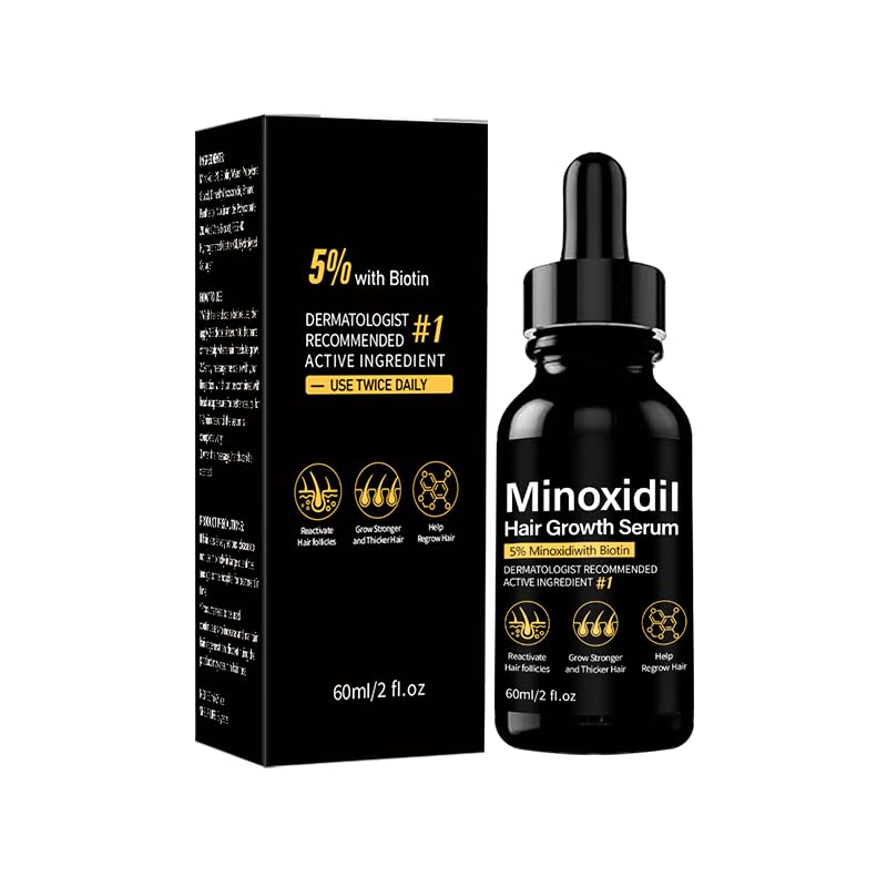 5 Minoxidil Natural Hair Oil with Biotin for Men and Women 2 Fl Oz 60ml