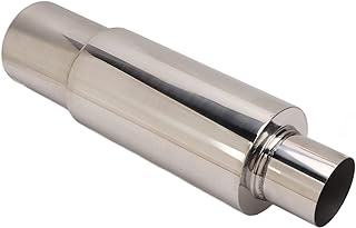 Car Exhaust Muffler Tip, Stainless Steel Exhaust Muffler Resonator 2.5in Inlet 3.5in Outlet Tail Pipe Universal for Car Clutches and Parts