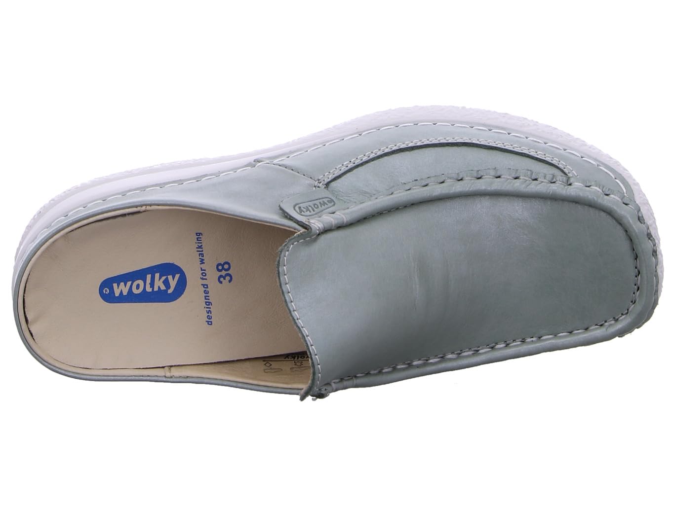 Wolky Clog Roll Slide 0620261-701, schimmerndes Glattleder, Grün, Fußbett zum Wechseln Grün