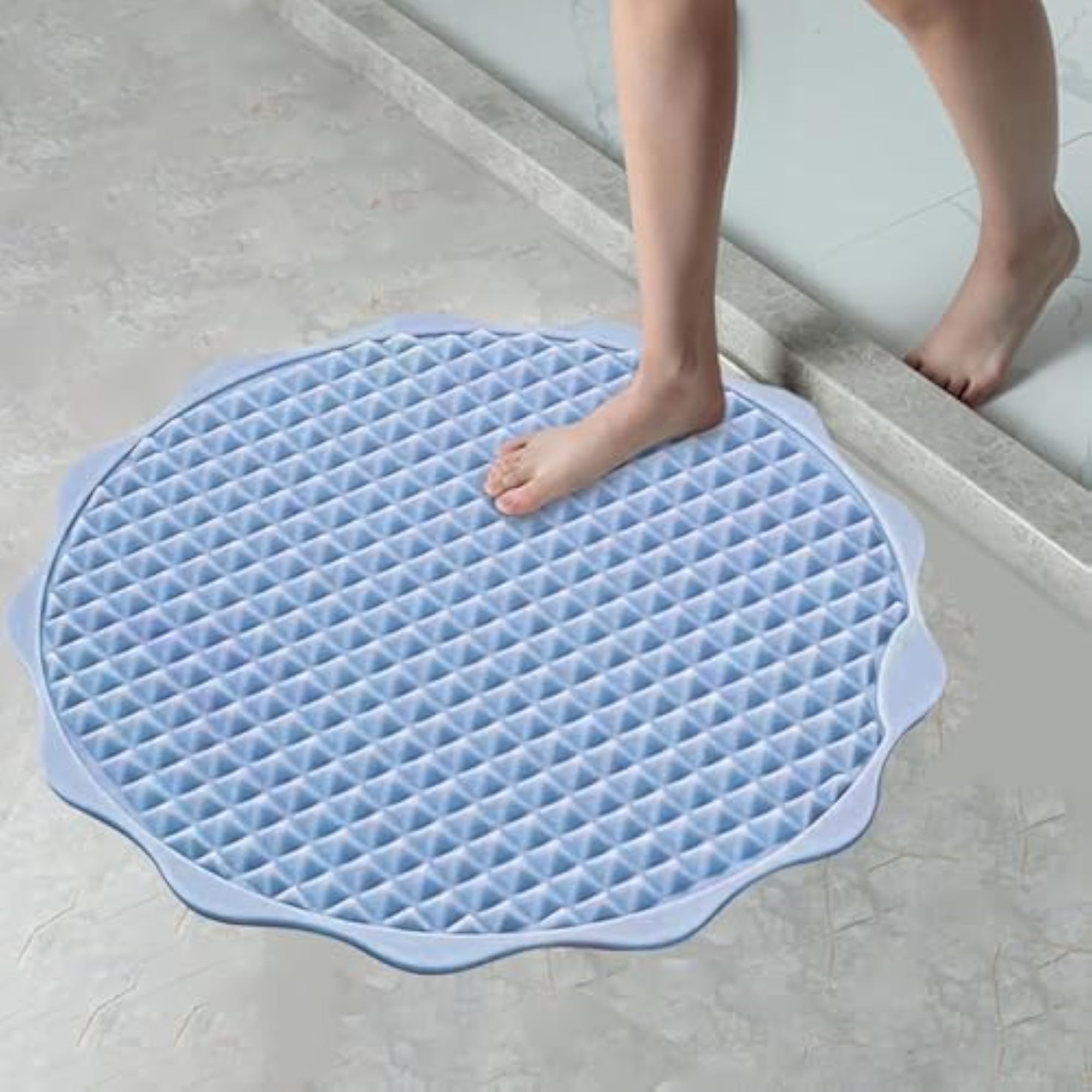 Round Textured Bath Mat for Bathroom Floor