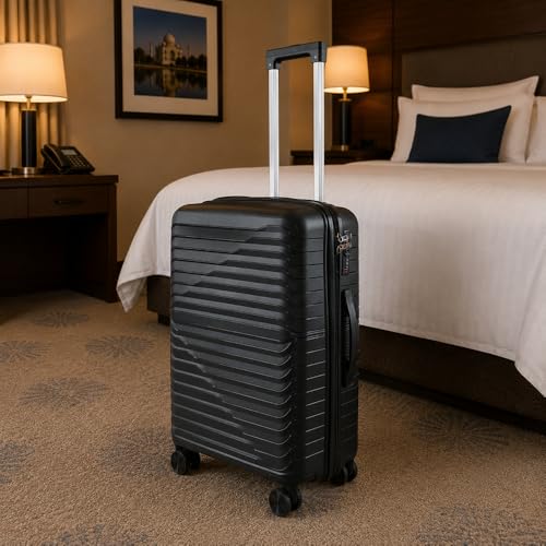 Image of 3G VACANZA Trolley Bags Hard Case Polypropylene, 4 Spinner Wheels, 360 Degree Wheeling Carry on Luggage, Travel Bag, Suitcase for Travel, Trolley Bags for Travel 24 in Black