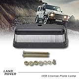 ✅Hohe Helligkeit: Ersatz und Upgrade für Ihr altes Land Rover Defender 90/110 hinteres Kennzeichenlicht. Ausgestattet mit 18 Stück superhellem Street Legal Xenon White LED Light. Bieten Sie eine bessere Sichtbarkeit für das Nummernschild, eine beliebte Möglichkeit, die Rückbeleuchtung anzupassen. Verbessern Sie die Fahrzeugidentifikation und den Sicherheitsfaktor bei Nacht.