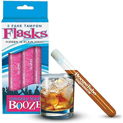 Smuggle Your Booze SYB-TF01-1 Flask 5 Fake Tampons, Plastic, Pink Cover