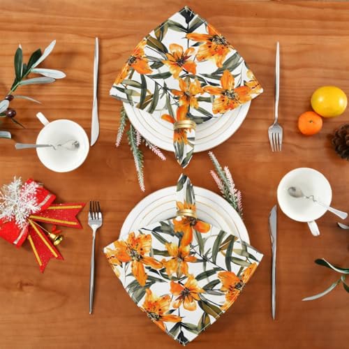 Servilletas de Tela Naranja Floral 6 un 20x20 pulg miniatura 6
