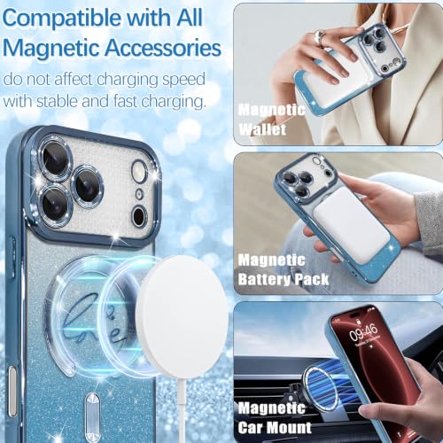 Image of ZIYE Magnetic Case Designed for iPhone 18 Pro Max Max Glitter Case -Blue