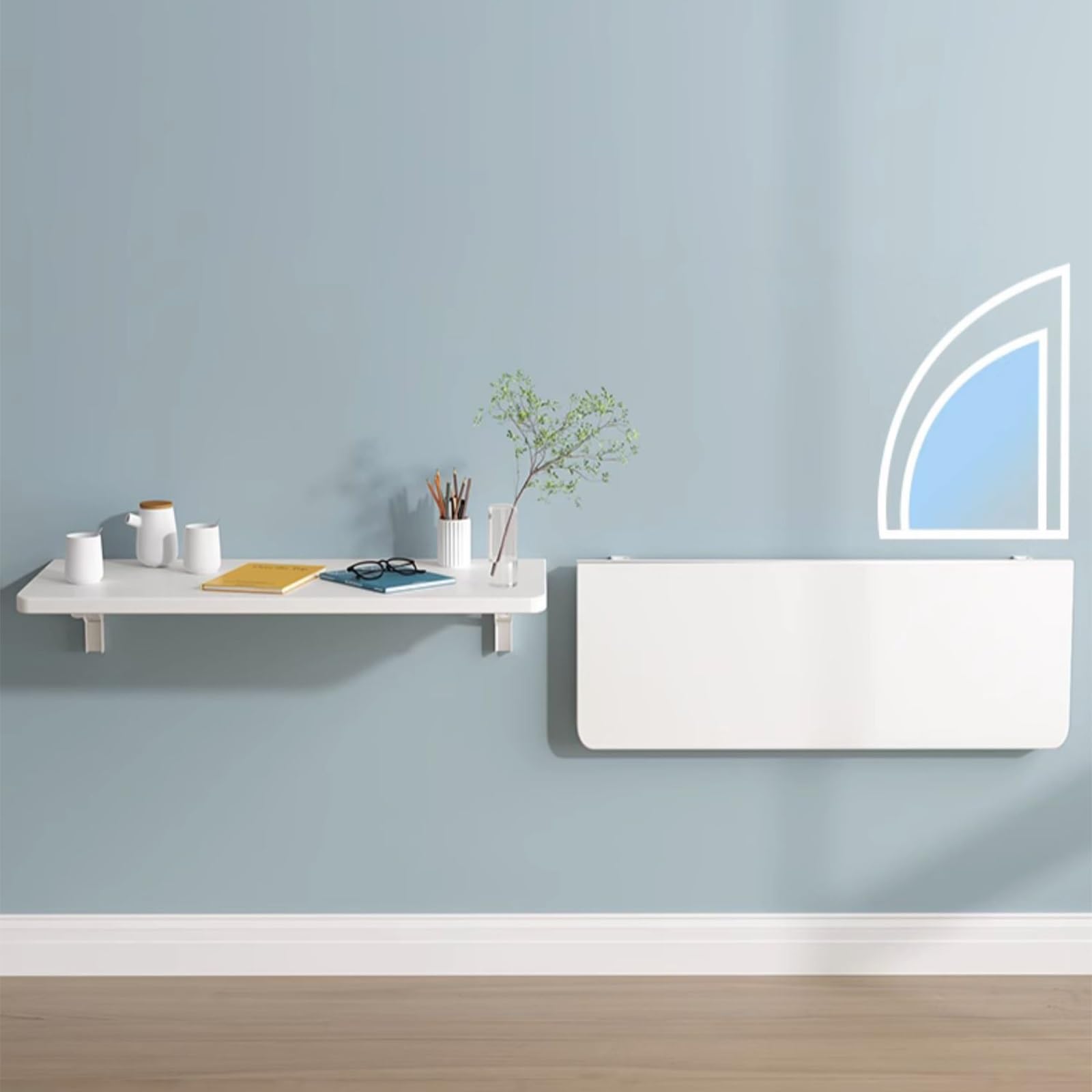 Heavy Du Klappbarer Wandtisch mit verstellbarer Höhe und integriertem Regal, platzsparend, faltbarer Schreibtisch für Zuhause, Büro, TV, Arbeitszimmer und Bank, 30 x 40 cm