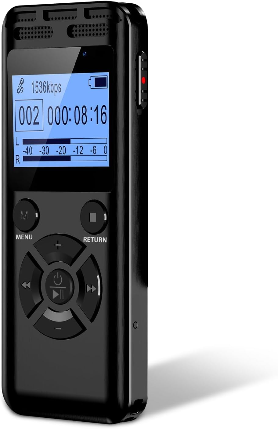64GB Grabadora De Voz Digital con Reducción De Ruido, Estéreo HD 1536Kbps, Metálica, Activación por Voz, Reproducción Y Contraseña, Dispositivo para Entrevistas, Reuniones, Conferencias