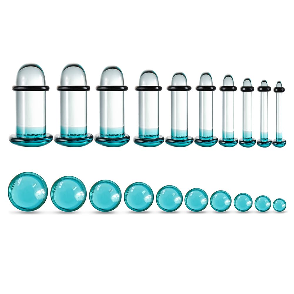 Casvort Unique 0.5mm Increments 14G-00g Comfy Pain-free Single Flare Glass Dead Stretching Plugs, Hypoallergenic Body Piercing Tapers, Pierced Ear