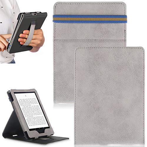 Smart Folio Case All-New Kindle 10 (10th Generation, 2019) / Kindle 8 (8th Generation, 2016), Techcircle PU Leather Shockproof Thin Cover with Hand Strap, Auto Sleep Wake Function, Gray