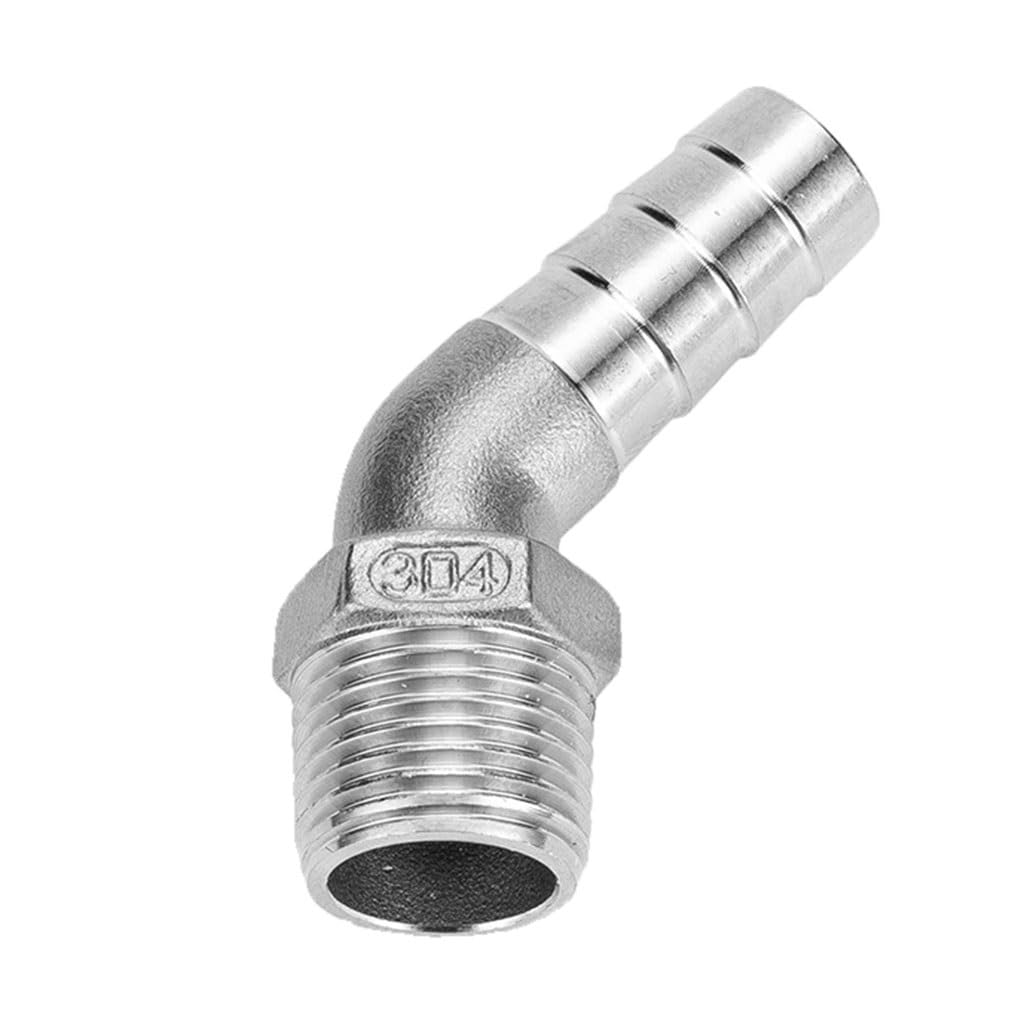 Złącze kolankowe 45 stopni, 1/4" 3/8" 1/2" 3/4" 1" 1-1/4" męskie na 6 mm 8 10 15 20 25 32 Kolanko do węża ze stali nierdzewnej, 1 szt(304 DN20*15MM)