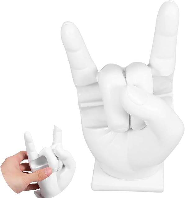 WADY Drum Stick Display Stand Creative Gifts Drummer, 'Rock Hand' Drumstick Holder, Organizer Set, Resin Case Rack, White