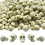 YGbridge Halloween Mini Plastic Skull Heads, 160Pcs Miniature Decorative Figurines Tiny Skulls for Halloween Vase Filler, Crafts, Prank Props (Bone Color)