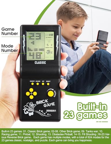 HLF 3.5-inch Large Screen Retro Brick Game Console for The 80s/90s Build in Block Game Racing/Tank Built-in 23 Classic Games Nostalgic Puzzle Children's Console (Black) - Image 4