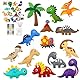 WSNDM 14 Stück Nähset Kinder, DIY Dinosaurier Filz Nähen Bastelset, Nähen Anfänger Pädagogische Kreativsets, Art Craft Geschenk, Gefüllte Filz Plüsch Ornamente für Handwerk