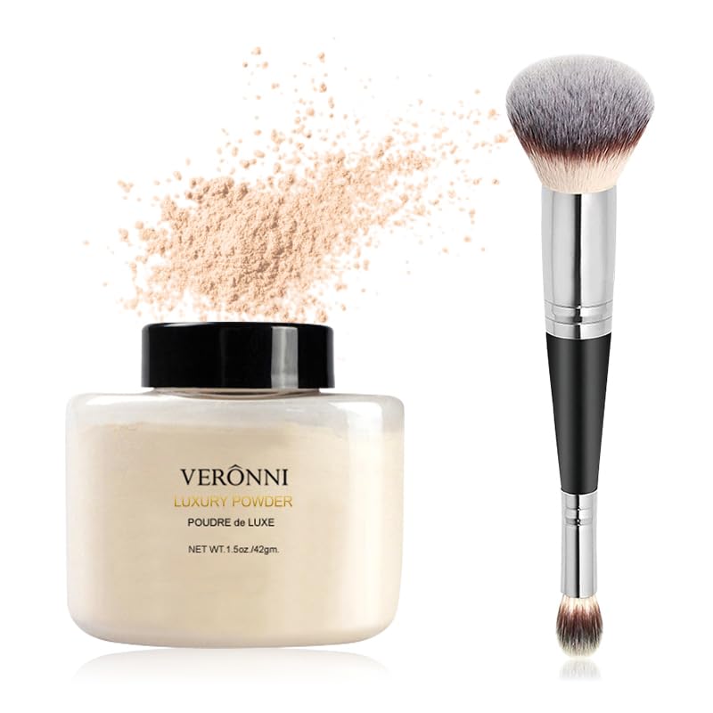 4 Colors Loose Setting Powder, Face Finishing Makeup Banana Luxury Loose Powder, Long Lasting Coverage, Oil Control Brightening Matte Finish, Pore Blurring (#02, 1.5 oz)