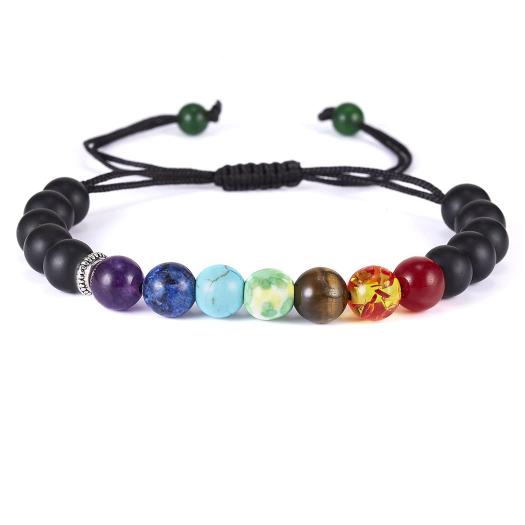 Bracciale Dei Sette Chakra In Pietre Naturali Da 8 Mm Elasticizzato - Foto 5