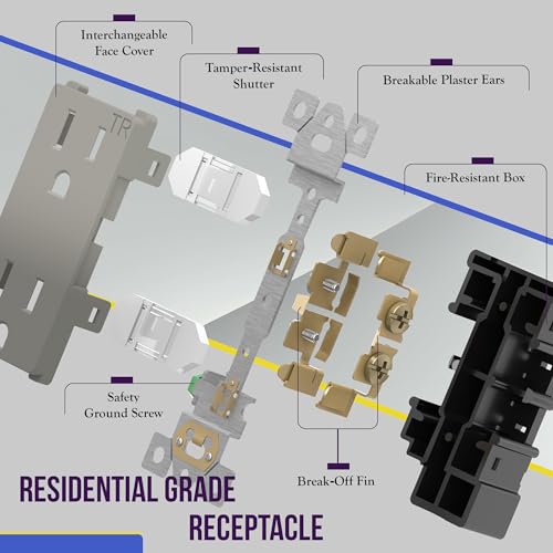 Image of ENERLITES, Nickel Elite Series Decorator Receptacle Outlet Child Safe Tamper-Resistant, Self-Grounding, 2-Pole, Residential Grade, 15A 125V, UL Listed, 61501-TR-NK