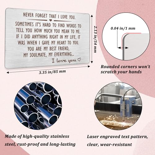 CGBOOM Wallet Insert Card Gifts Anniversary Idea Present Engraved Long Distance Relationship for Women Men Boyfriend Husband Wife Birthday Valentines - Never Forget That I Love You2