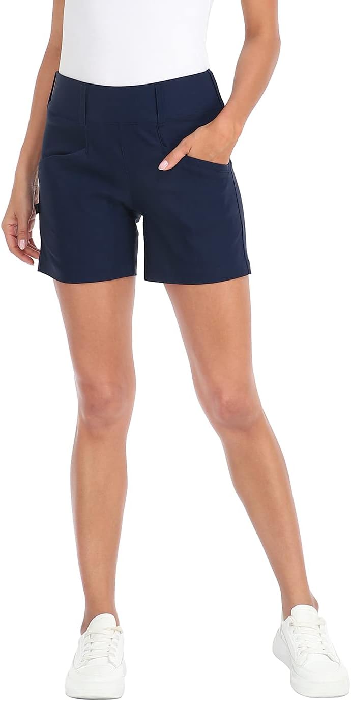 LRD Womens Golf Shorts 5 Inch Inseam Quick Dry Elastic Hiking Short with Pockets