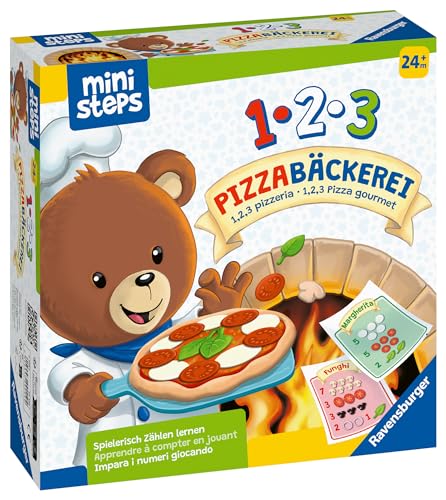 Ravensburger ministeps 4586 1,2,3 Pizzabäckerei - Spielerisch Zählen Lernen mit Bär Butz, Spielzeug ab 2 Jahren