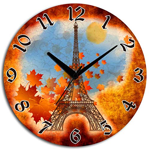 Buy Studio Shubham Wooden Vintage Eiffel Tower Wall Clock(29cmx29cmx3cm