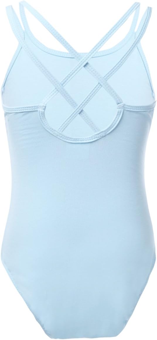 winying Kids Girls Cotton Strappy Criss Cross Back Athletic Sports Gymnastics Leotard Ballet Dance Jumpsuit