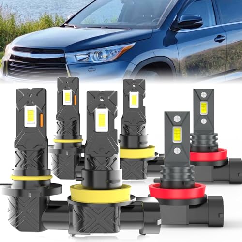 Image of Fit For Toyota Highlander 2014-2019 light Bulbs, High /Low Dual Beam Fog Lights Combo, Plug and Play, 6 PCS