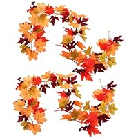 com-four® 2X Herbstgirlande aus künstlichen Ahornblättern - 3,5 m Deko-Kette - herbstliche Hängedekoration als Tischschmuck, Wandbehang, Fensterdeko, DIY - 175 cm/Stück (2 Stück - Herbst)