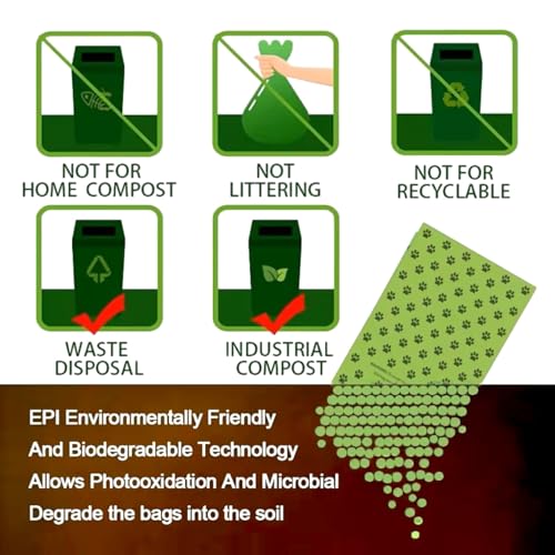 Image of Biodegradable 240 Count Unscented 13 inch x 9 inch Dog Poop Bags Rolls, Leakproof strong Poop Bags for Dogs, Dog Bags for Poop, Dog & Cat Poop Bags Cats Litter, Green