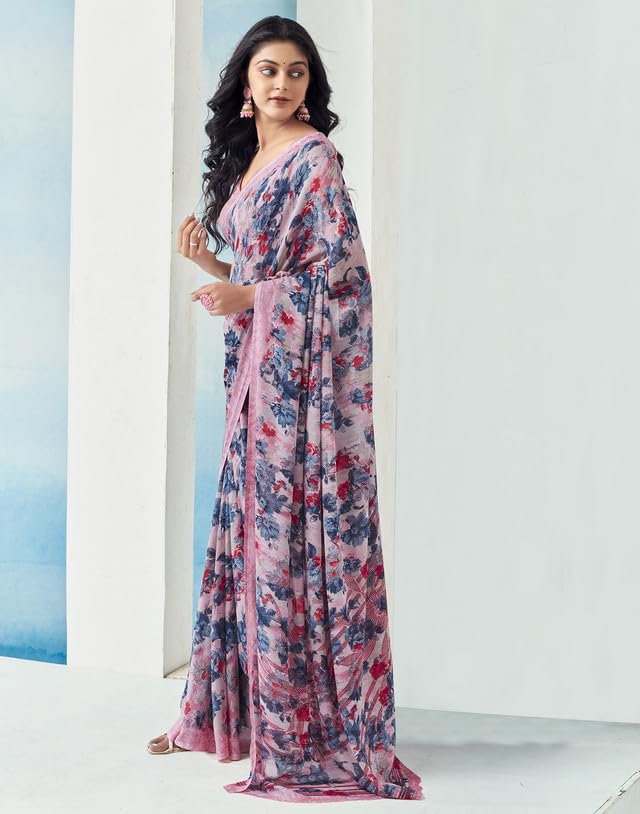 Sari georgette de qualité supérieure avec imprimé floral chic - 2
