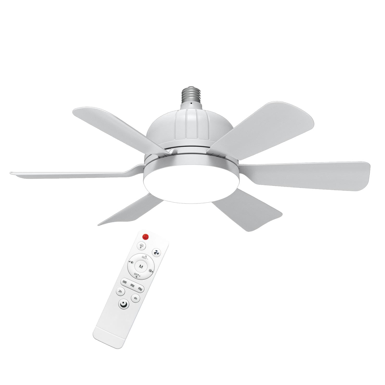 YRTUOP Ceiling Fans with Lights and Remote, 3 Color Dimmable Ceiling Fan Light 40W Led Ceiling Fan Lamps E27/ E26 Base Light Bulb Fan for Small Spaces Bedroom Home Dormitory, 46x16.5cm