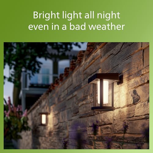PHILIPS LED Ultra Efficient Solar Cylinder Black Wall Lantern Outdoor 2-Pack Bright White (3000K) 250/20 Lumen (3W = 25W) Weather Resistant - image 6