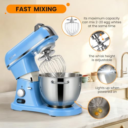 Image of ZACME 8.4QT Commercial Stand Mixer 800W with Aluminum Die Casting Meets the Standard of NSF /ANSI 8-2023, Mixers Kitchen Electric Stand Mixer with Stainless Steel 8L Bowl, Dough Hook, Whisk and Beater