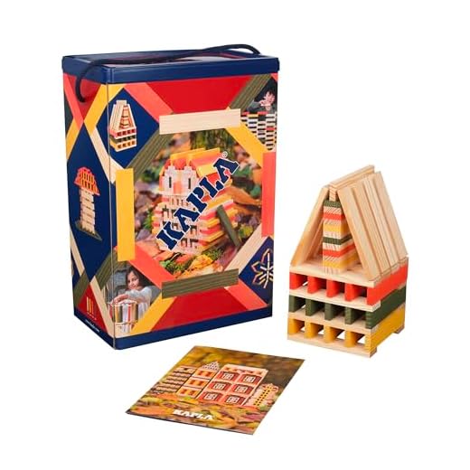 KAPLA Baril Automne 200 planchettes colorées (Orange, Verte et Jaune) avec Son livret de Construction, Jeu en Bois, Jeu de Construction, dès 2 Ans