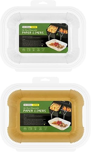 2 estilos 100 forros de papel desechables para freidora de aire ninja de doble aire forros de pergamino para Ninja DZ201 accesorios para freidora de