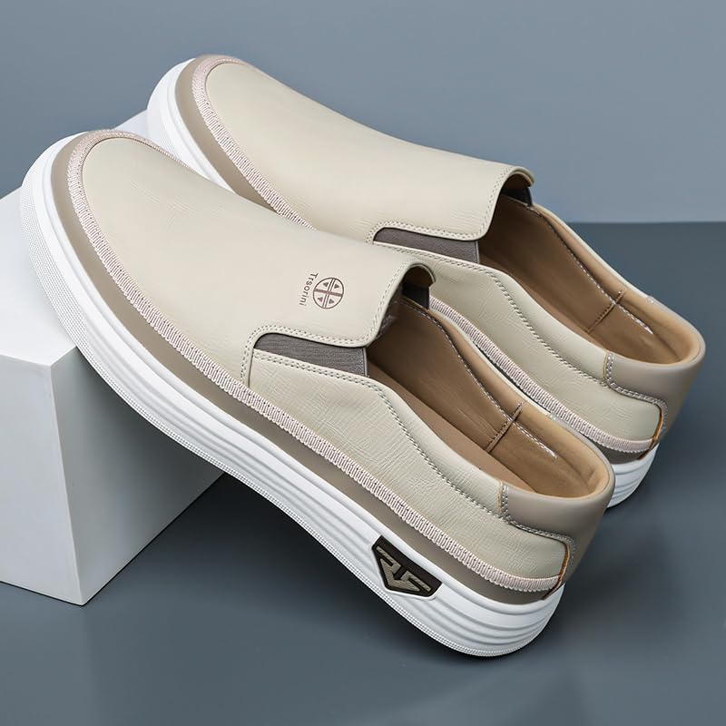 Image of Trsorini Mens Casual Shoes Soft Comfortable Flat Lightweight Moccasin Classic Breathable Leather Men's Shoes