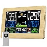 Stazione Meteo con Sensore Esterno, temperatura esterna/interna,Barometro Digitale LCD Wireless a Colori DCF, Sveglia, Fase Lunare, Previsioni Meteo, Retroilluminazione Regolabile, livelli di umidità