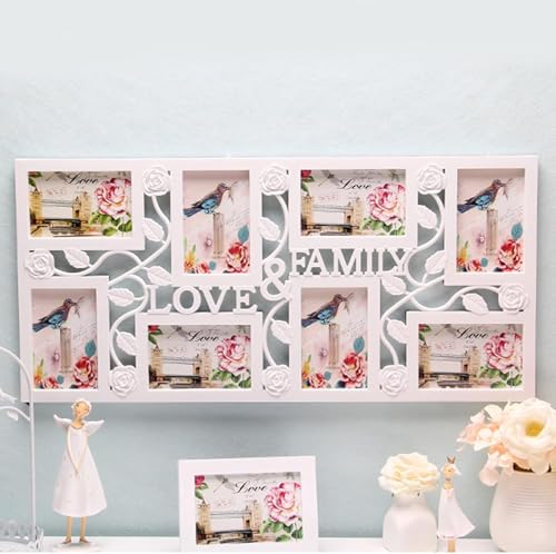 M.J COMFY-LIFE Collage Picture Frame Set for 4x6 Photos Wall-Mounted Photo Frames Multi-Opening Wall Decor Easy Assembly (White)