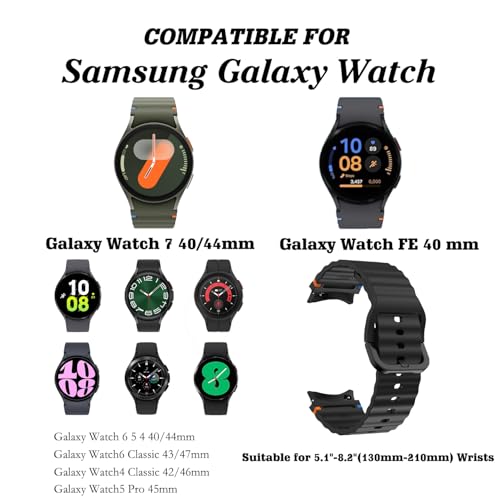 10-Pack Sport Band for Samsung Galaxy Watch 7 Band 40mm 44mm，No Gap Soft Silicone Strap for Galaxy Watch FE 6 5 4 Band 40mm 44mm/Watch 6/4 Classic 47mm 43mm 46mm 42mm/Watch 5 pro 45mm Men Women (10 colors) - image 7