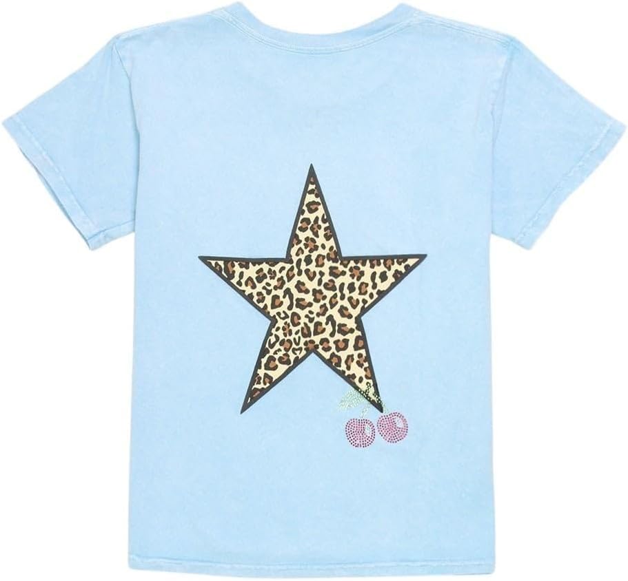 Full Tilt Animal Print Star Cherry Girls Boyfriend Tee