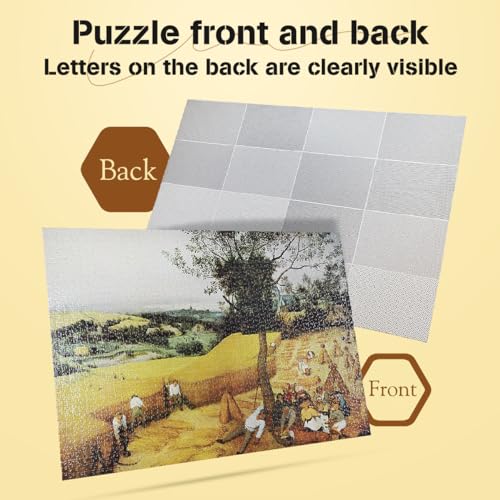 MISITU 2000 Pieces Puzzles for Adults "The Harvesters" by Pieter Bruegel, Art Jigsaw Home Decor - Image 4