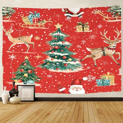 Tapisserie de Noël tissu mural 180x230cm pour décorer sans peindre