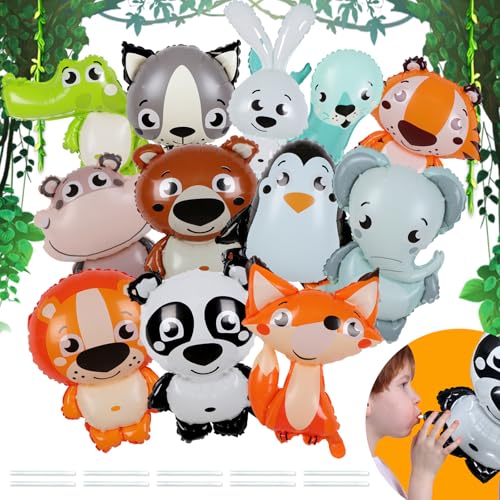 UZSUZZ 12 unidades balões animais da selva, balões de hélio animais, balões de aniversário animais, balões com tema de animais da selva decoração aniversário infantil