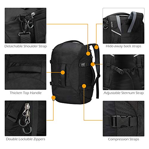 Hynes Eagle Travel Backpack 4 Way Duffel Backpack Water Repellent Gym Sports Bag for Women Men, Black