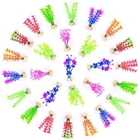 ENLESAITI 27PCS Aquarium Artificial Plants Set, Plastic Aquatic Plants Fish Tank Ornament, Lifelike Aquatic Plants Aquarium Decoration, Simulation Hydroponic Plants Cover