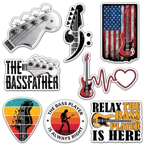 Image of Bass Sticker 8 Pcs (Large Size) Vinyl Stickers Laptop Waterproof Decal for Car Bumper Water Bottle Notebook Luggage Window Party Birthday Decorations - Size 4 Inches