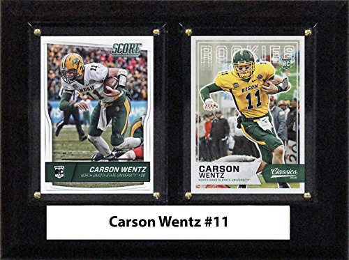 NCAA Men's Carson Wentz North Dakota State Bison Two Card Plaque, Brown, 6