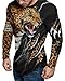 T-Shirt Homme Coupe Slim Élasticité Printemps Automne Homme Fond Shirt Col Rond 3D Animale Série Impression Rue Style Sport Décontracté Respirant Homme Manches Longues Shirt TD-08 L