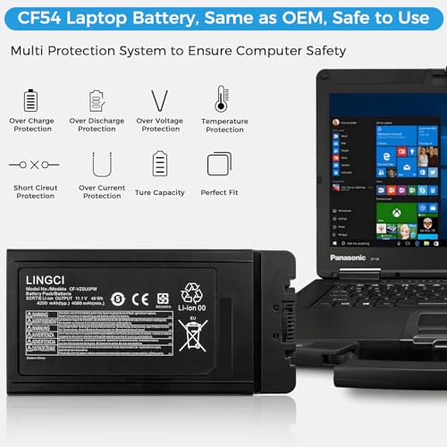 Image of CF54 Battery, CF-VZSU0PW CF-VZSU0PR, Battery Replacement Pack for Panasonic TOUGHBOOK CF54 CF-54 Mk1 Series 54 Gloved Multi Touch 54 Prime 11.1V 46Wh 4200mAh Li-Polymer