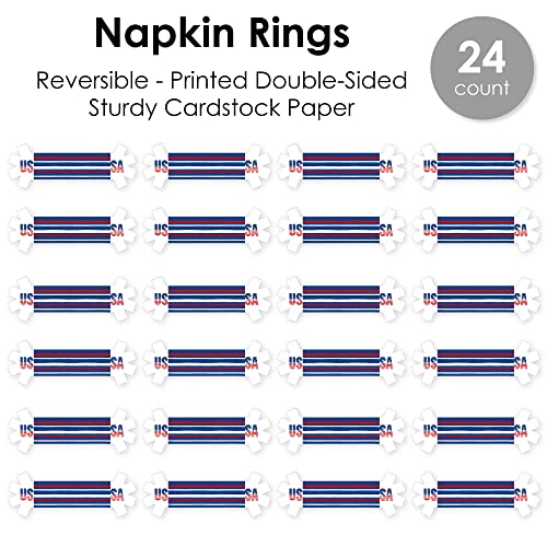 Big Dot Of Happiness Stars And Stripes - Patriotic Party Paper Napkin Holder - Napkin Rings - Set Of 24 #TOP4
